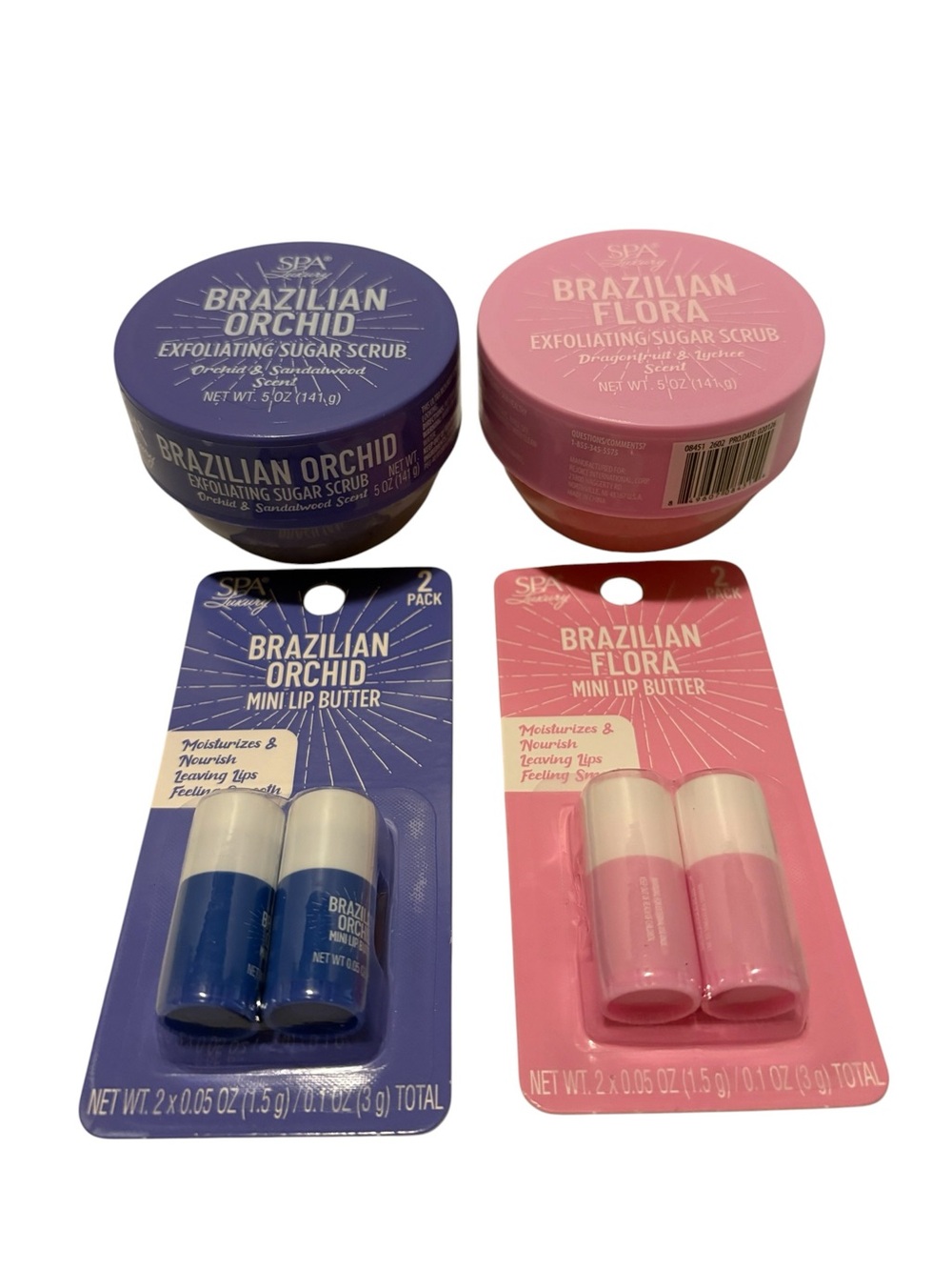 Brazilian Exfoliating Sugar Scrub and Brazilian Mini Lip Butter 2 pak